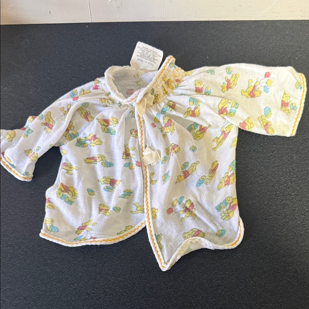 Disney Baby Winnie the Pooh Top in White with Yellow Trim and Multicolor Print